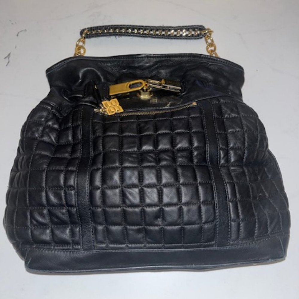 BCBG MaxAzria - Black Quilted Purse with Snap Buckle